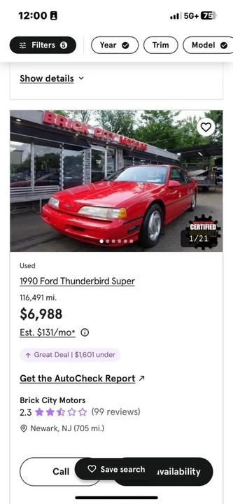1990 Ford Thunderbird 9th Gen - Image 12 of 12