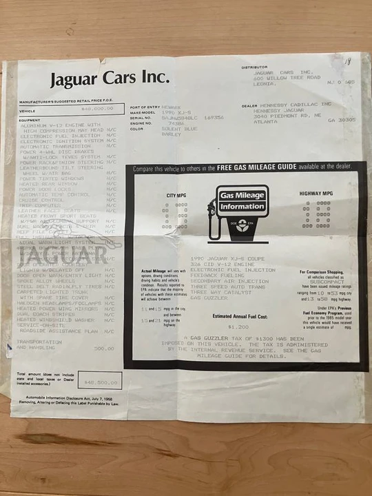 1990 Jaguar XJS Pre-Facelift V12 - Image 23 of 24