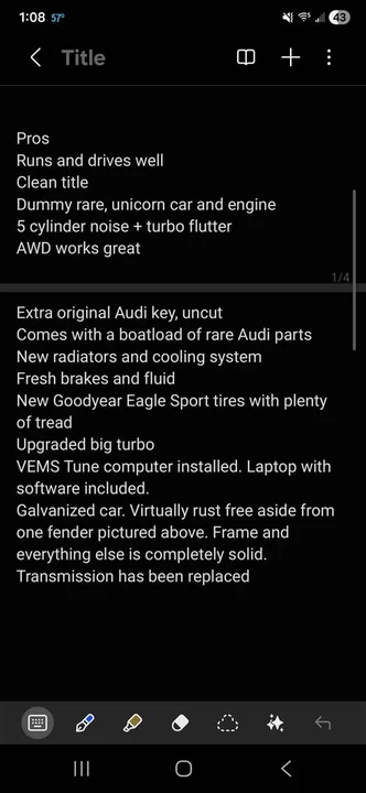 1991 Audi C3 100 & 200 & 5000 - Image 4 of 4