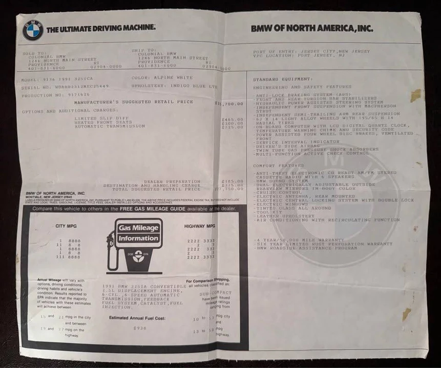 1991 BMW E30 3 Series - Image 16 of 16
