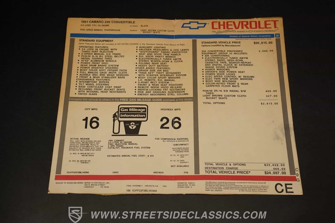 1991 Chevrolet Camaro IROC-Z & Z28 3rd Gen - Image 22 of 25