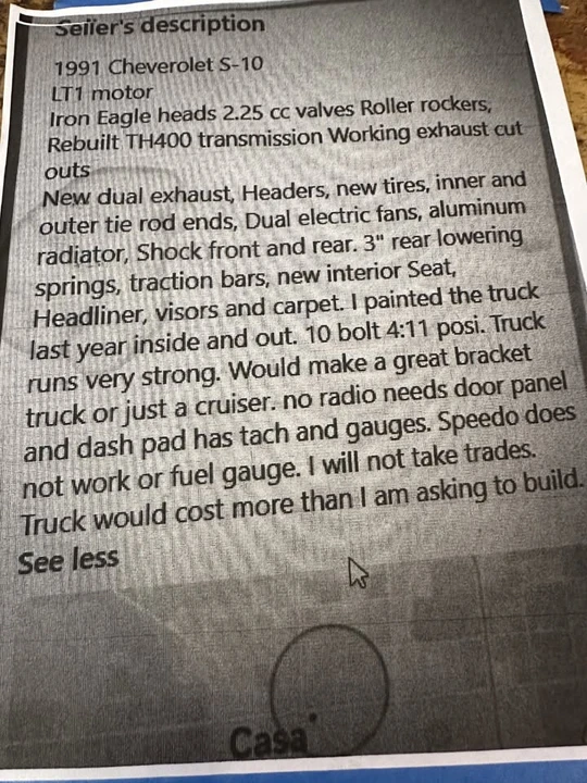 1991 Chevrolet S-10 - Image 3 of 12