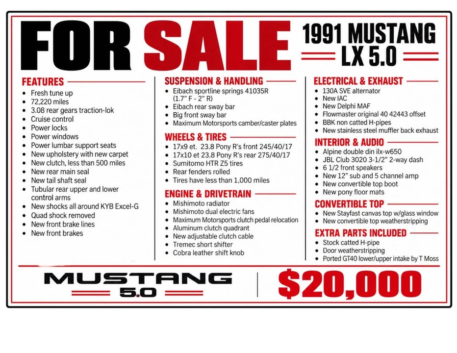1991 Ford Mustang 3rd Gen - Image 8 of 8