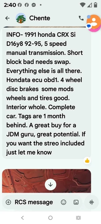 1991 Honda CR-X 2nd Gen - Image 7 of 7