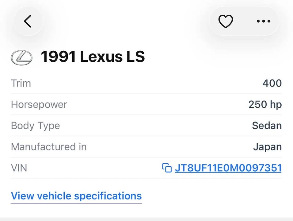 1991 Lexus LS 1st Gen - Image 12 of 14