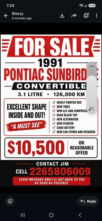 1991 Pontiac Sunbird - Image 3 of 3