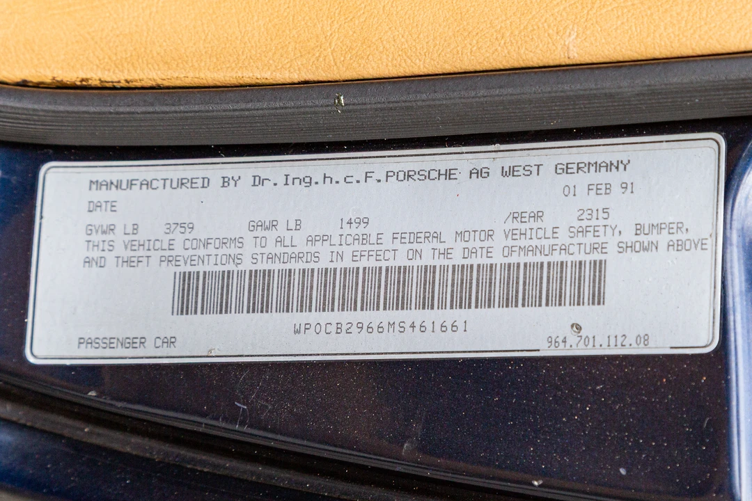 1991 Porsche 964 Carrera - Image 8 of 9