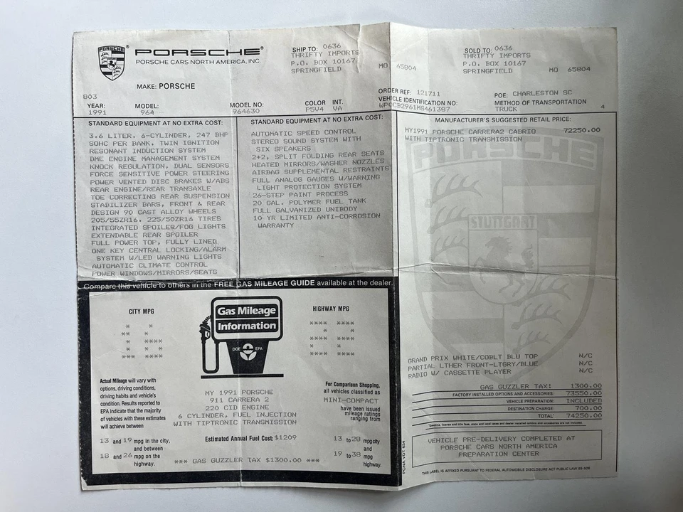 1991 Porsche 964 Carrera - Image 11 of 31