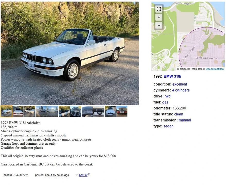1992 BMW E30 3 Series - Image 2 of 3