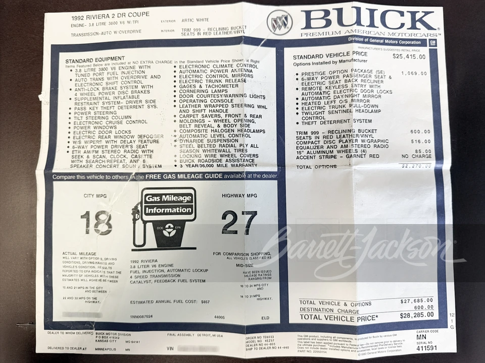 1992 Buick Riviera 4th-7th Gen - Image 10 of 19