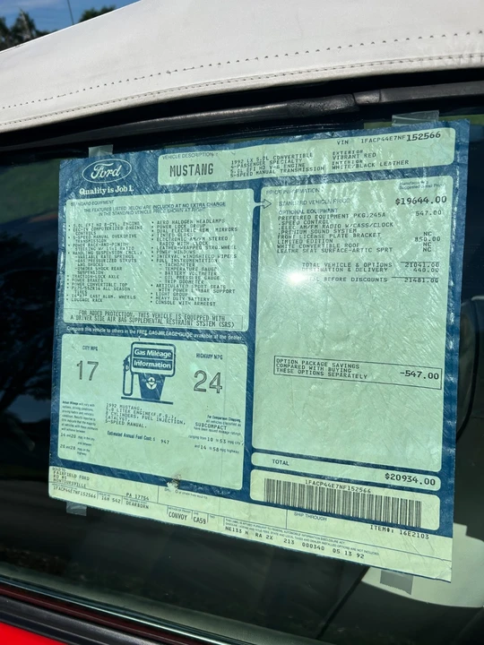 1992 Ford Mustang 3rd Gen - Image 7 of 21