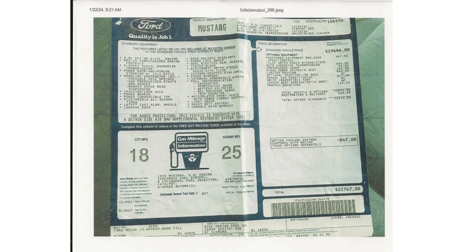1992 Ford Mustang 3rd Gen - Image 13 of 13