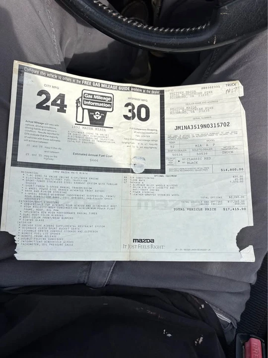 1992 Mazda NA MX-5 Miata - Image 9 of 9