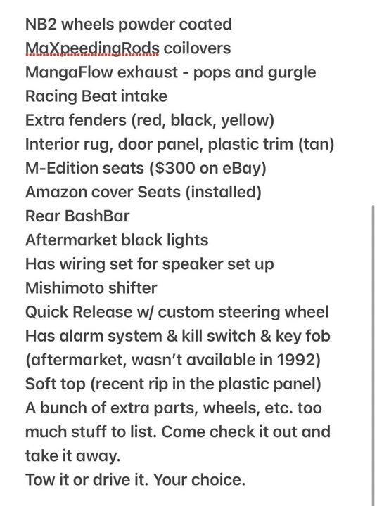 1992 Mazda NA MX-5 Miata - Image 17 of 17