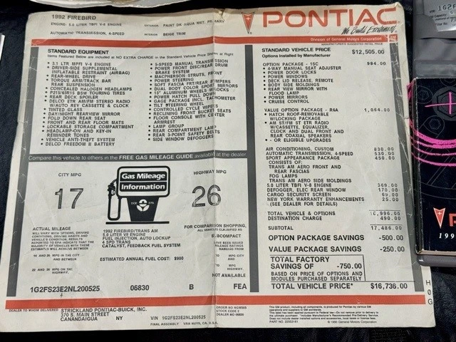 1992 Pontiac Firebird 3rd Gen - Image 9 of 12