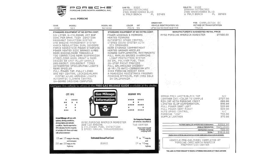 1992 Porsche 964 Carrera - Image 12 of 12