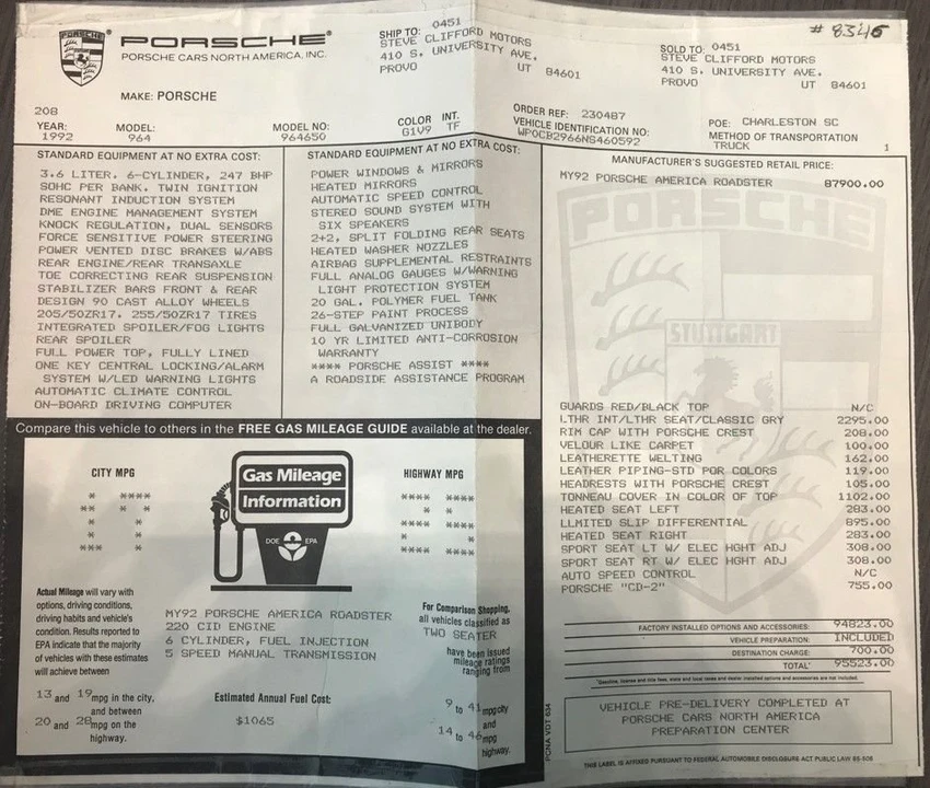 1992 Porsche 964 Carrera - Image 2 of 16