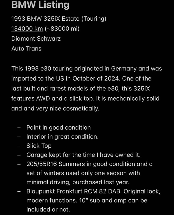 1993 BMW E30 3 Series - Image 10 of 11
