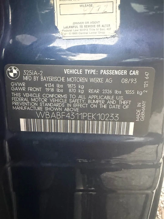1993 BMW E36 3 Series - Image 10 of 12