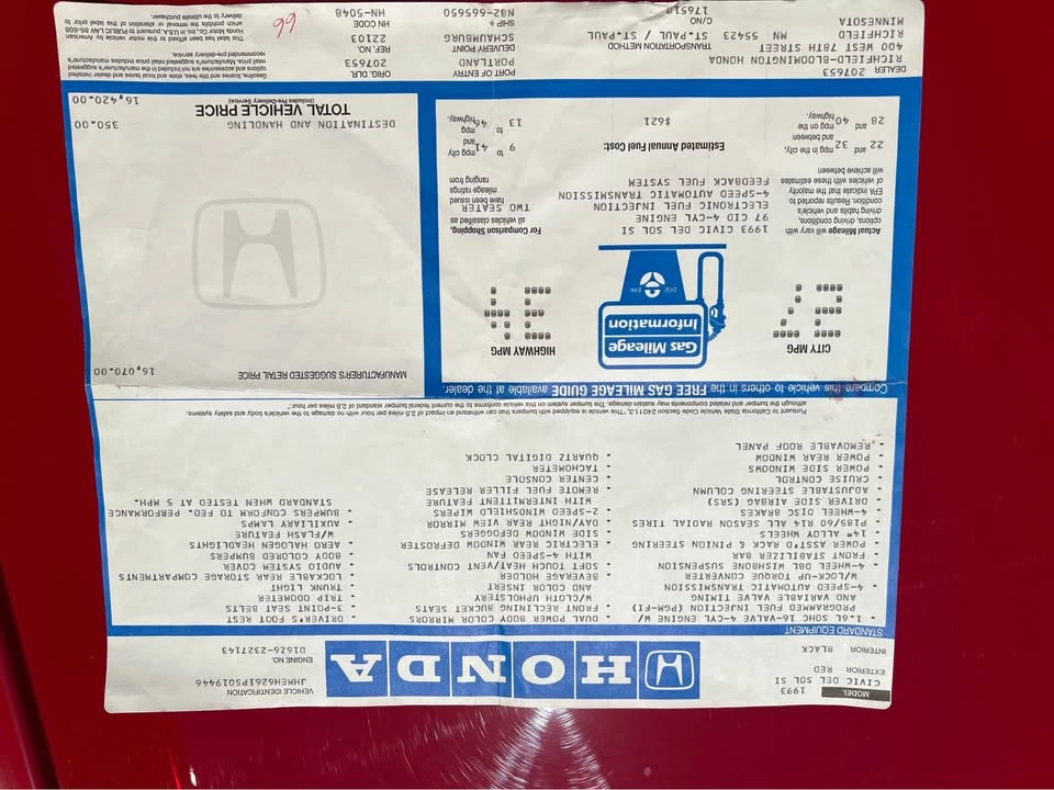 1993 Honda Del Sol - Image 6 of 6