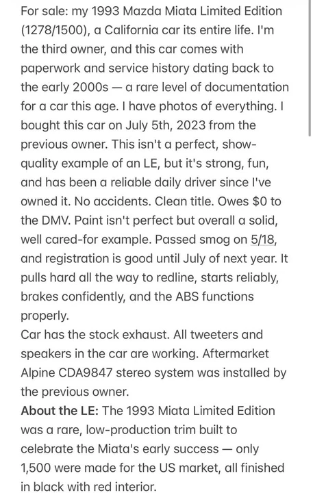 1993 Mazda NA MX-5 Miata - Image 16 of 20