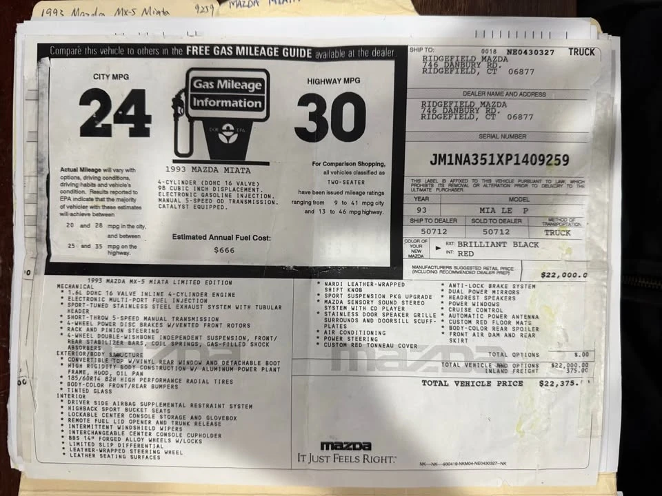 1993 Mazda NA MX-5 Miata - Image 14 of 17
