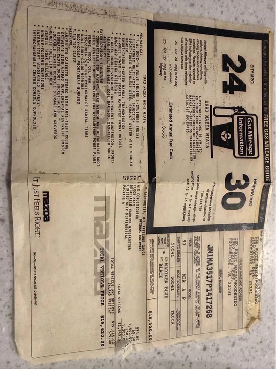 1993 Mazda NA MX-5 Miata - Image 11 of 15