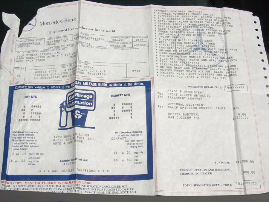 1993 Mercedes-Benz 500E & E500 - Image 6 of 7