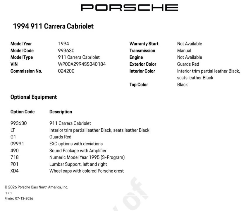 1995 Porsche 993 Carrera - Image 22 of 22