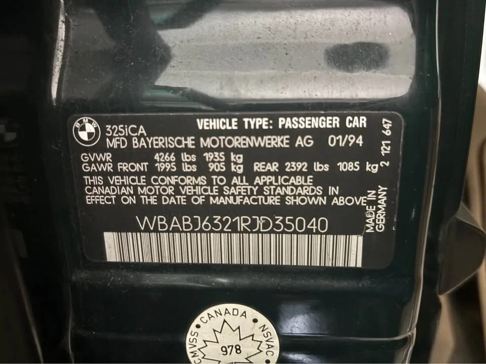 1994 BMW E36 3 Series - Image 10 of 10