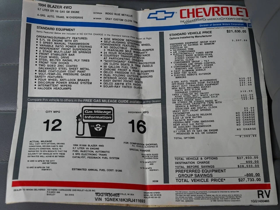 1994 Chevrolet K5 Blazer 3rd Gen - Image 5 of 21