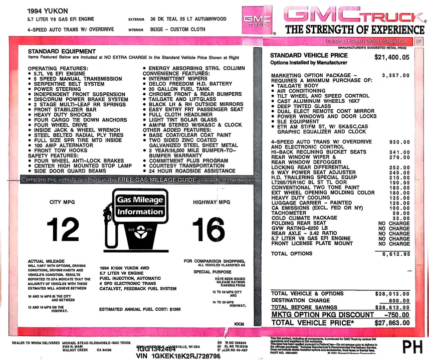 1994 GMC Yukon 1st Gen - Image 18 of 31