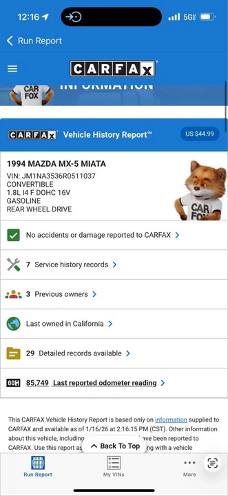 1994 Mazda NA MX-5 Miata - Image 9 of 9
