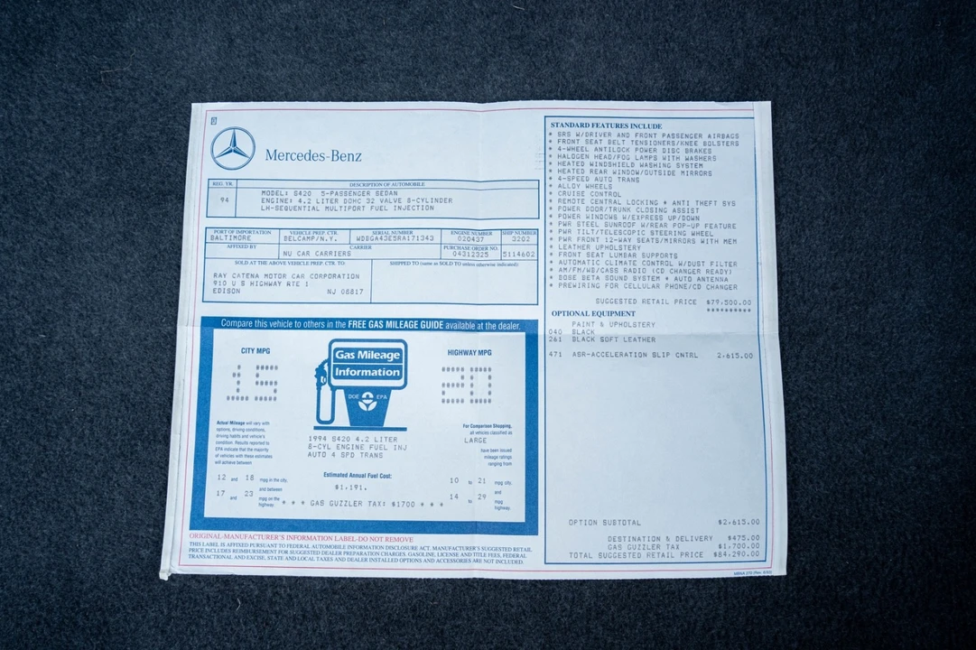 1994 Mercedes-Benz W140 S-Class - Image 14 of 21