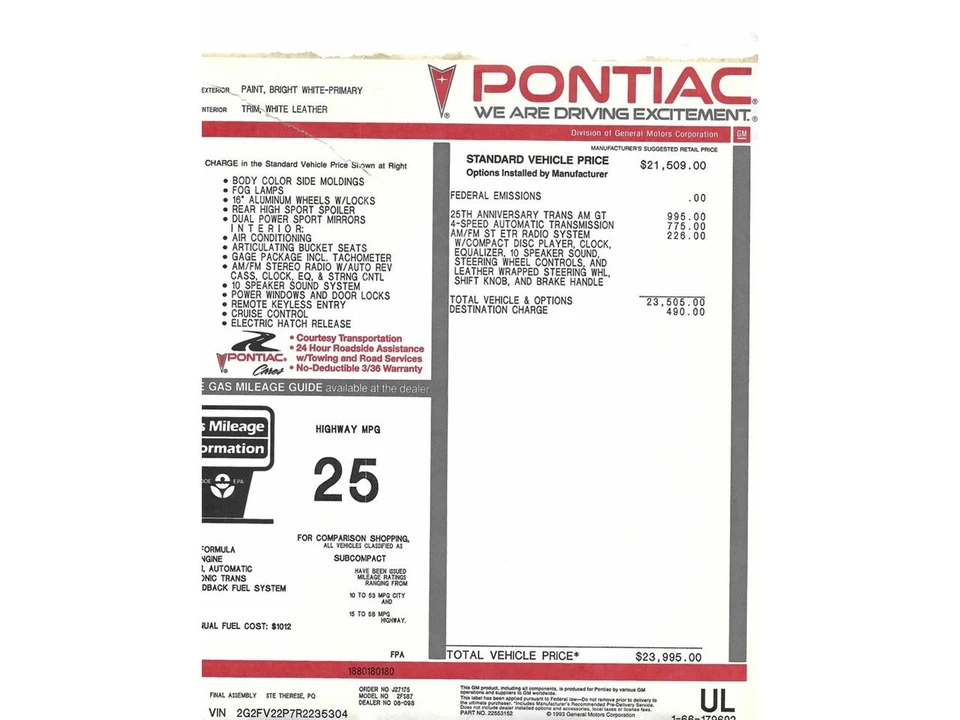 1994 Pontiac Firebird Trans Am 4th Gen - Image 20 of 31