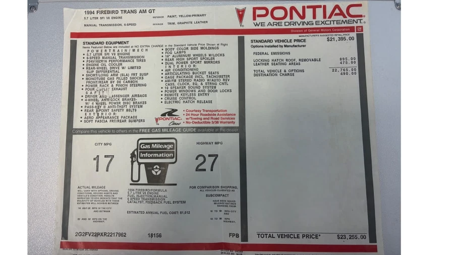 1994 Pontiac Firebird Trans Am 4th Gen - Image 24 of 25