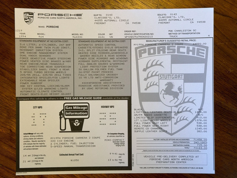 1994 Porsche 964 Carrera - Image 19 of 22