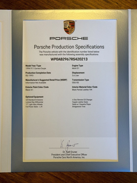 1994 Porsche 964 Carrera - Image 20 of 22