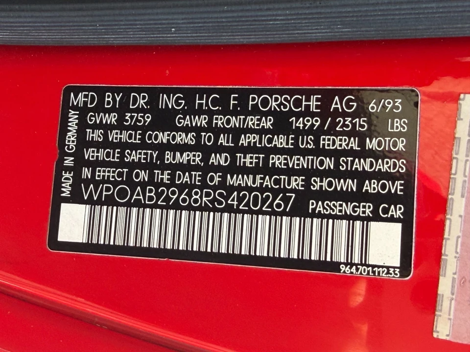 1994 Porsche 964 Carrera - Image 26 of 31
