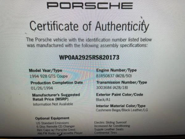 1994 Porsche 928 GTS - Image 12 of 21