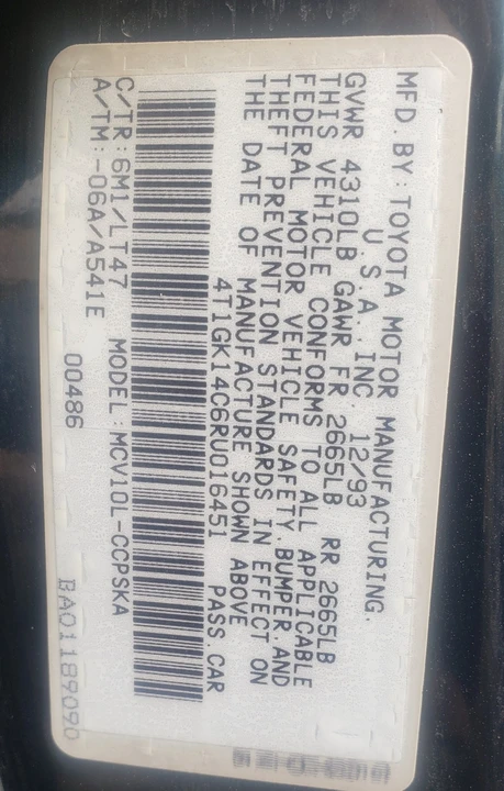 1994 Toyota Camry 3rd Gen - Image 12 of 12