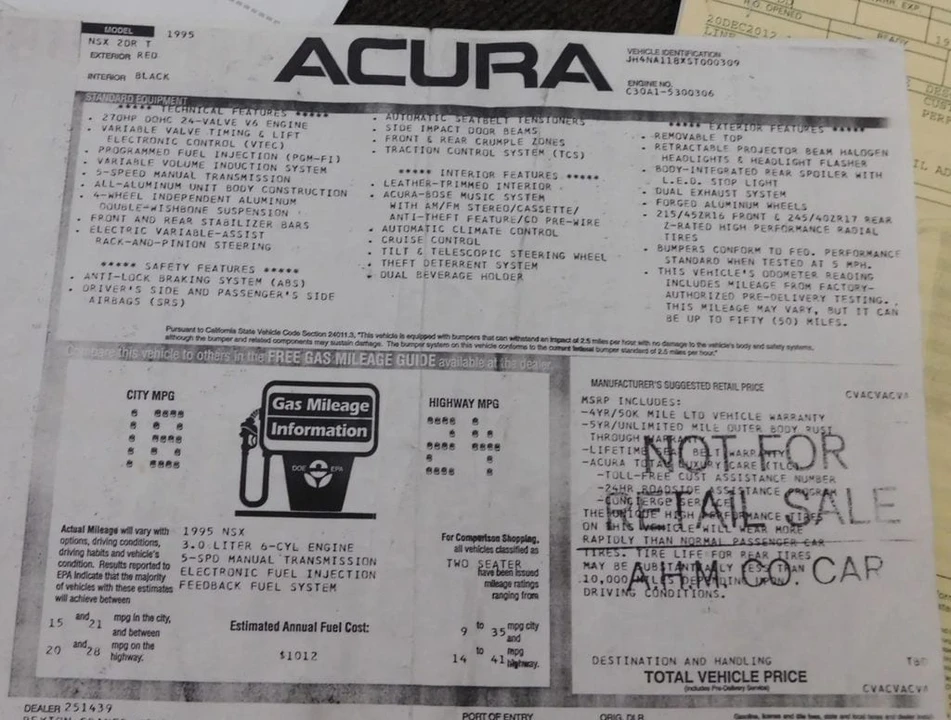1995 Acura NA1 NSX - Image 11 of 15