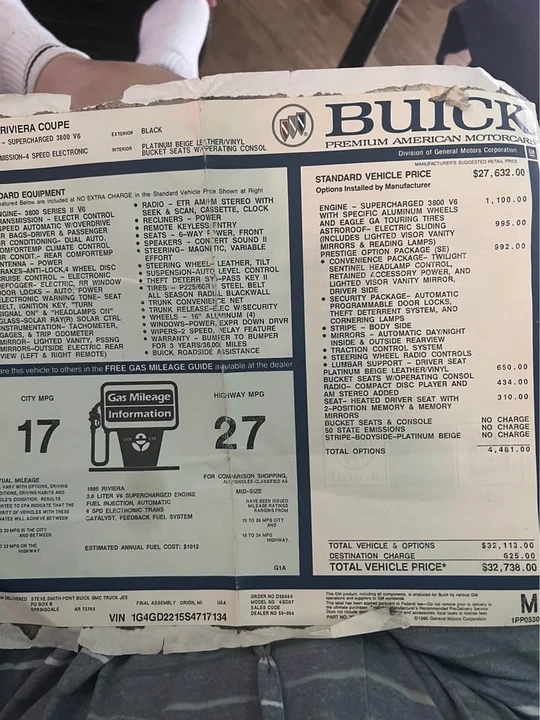 1995 Buick Riviera 8th Gen - Image 3 of 4