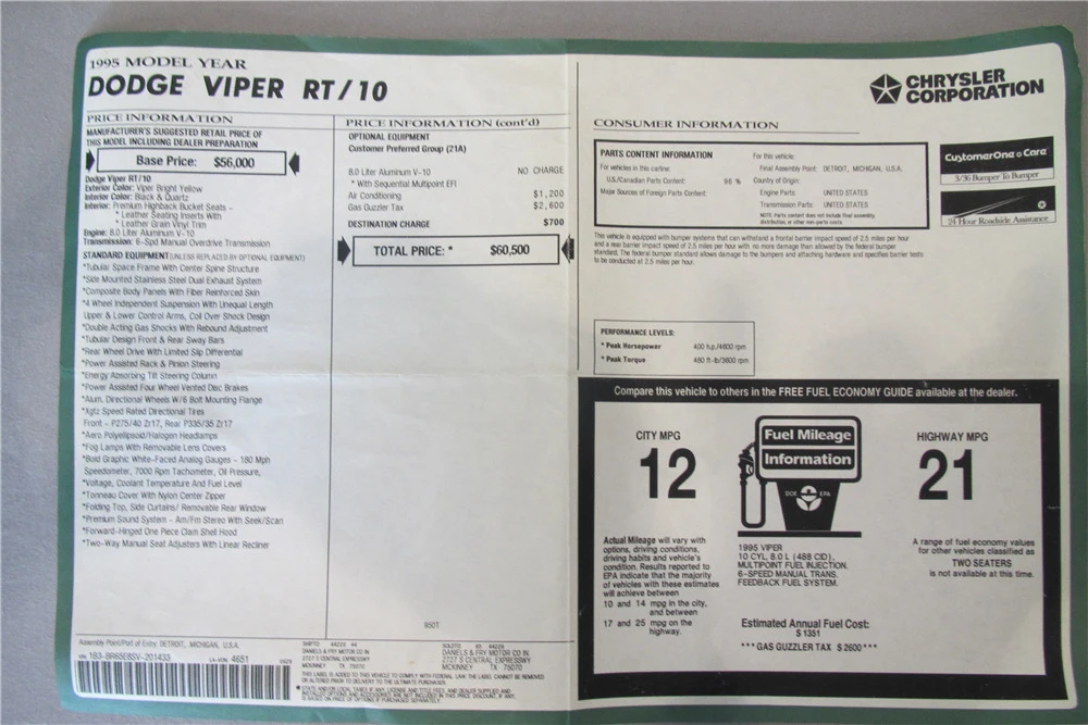 1995 Dodge Viper 1st Gen - Image 5 of 8