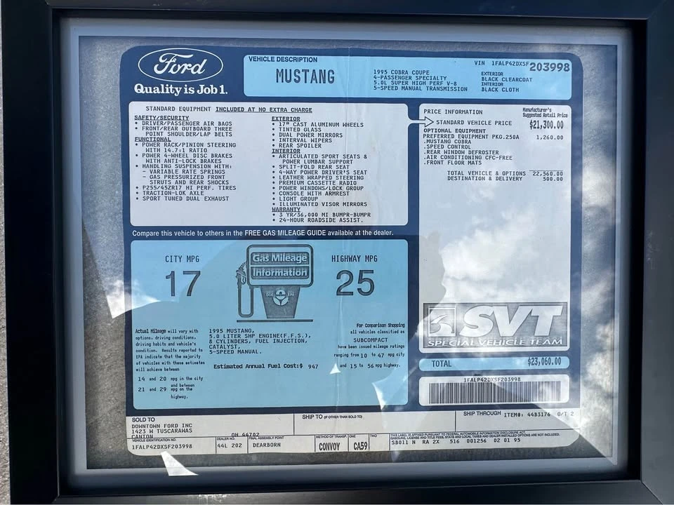 1995 Ford SN95 Mustang Cobra - Image 10 of 10