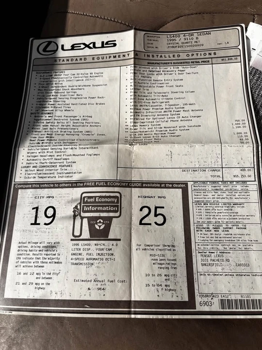 1995 Lexus LS 2nd Gen - Image 16 of 17
