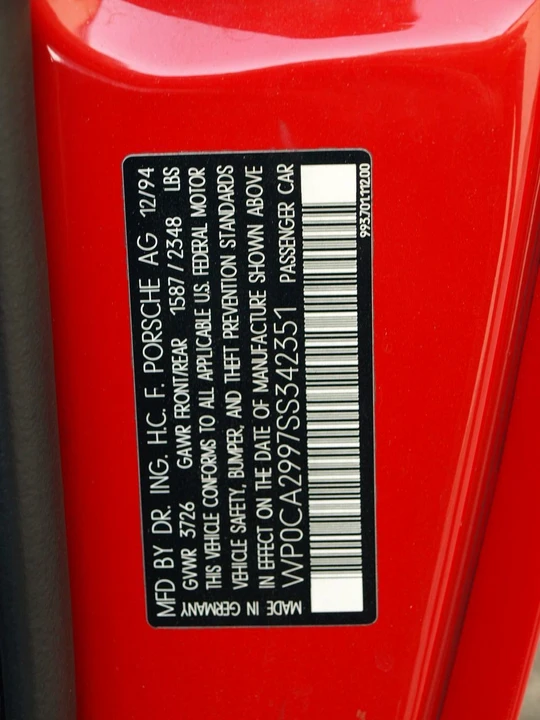 1995 Porsche 993 Carrera 4 - Image 13 of 15