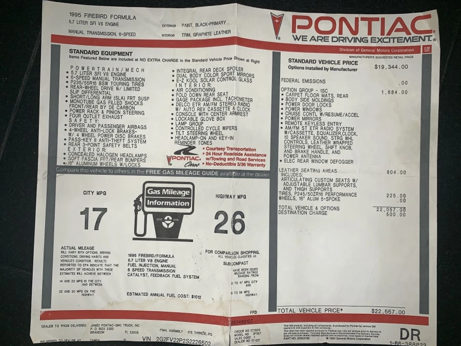 1995 Pontiac Firebird Formula 4th Gen - Image 7 of 8