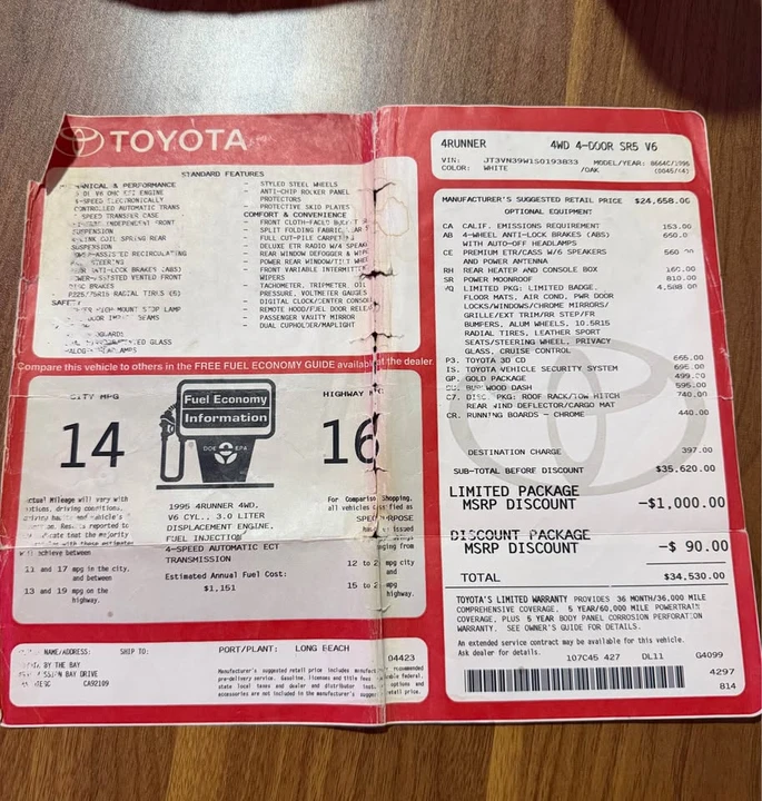 1995 Toyota 4Runner 2nd Gen - Image 13 of 19