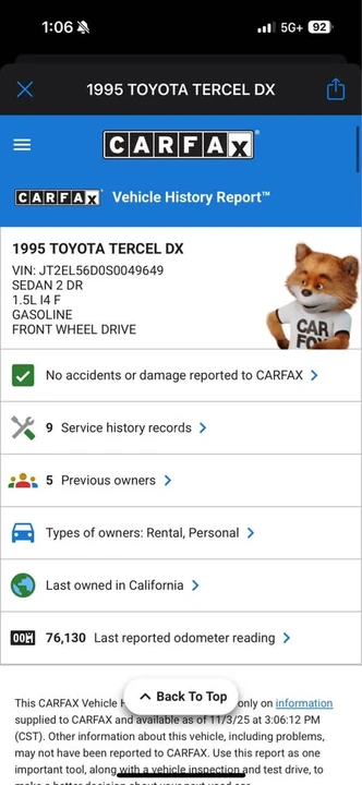 1995 Toyota Tercel 5th Gen - Image 2 of 6